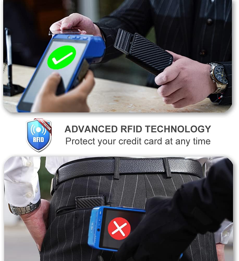 Aiuwo Wallet for Men,Mens Wallet Card Holder,Smart,Slim,Minimalist Wallet,Credit Cards Holder RFID Blocking Wallet (Card Wallet, Carbon Fiber)