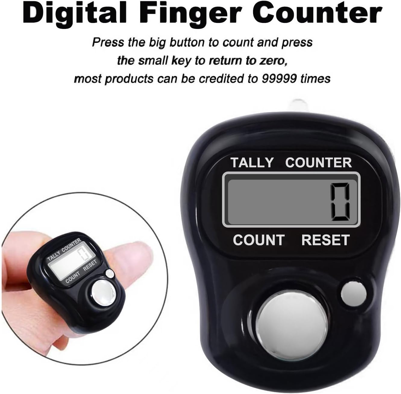 Electronic Finger Counter,5 Digit LCD Electronic Digital Display Finger Hand Tally Counter Counting for Golf,Goods Counting,Lap & Knitting