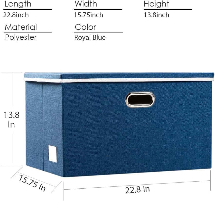 PRANDOM Extra Large Collapsible Storage Bins with Lids [5-Pack] Linen Fabric Foldable Storage Baskets Boxes Organizer Containers Cube with Cover for Bedroom Closet Office Nursery (22.8x15.75x13.8)