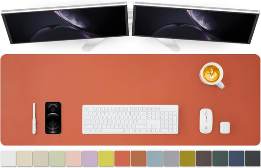 Large Desk Mat - 47.2"x 17" Non-Slip PU Desk Pad for Office and Home - Ideal for Large Mouse Pad and Desk Mats on Top of Desks(Orange)