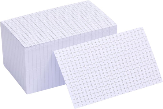 Extra Heavyweight Grid Index Cards 3x5 Inch 92lb Weight Double Sided Graph Ruled Notecards Thick Flash Cards for Note-Taking, Studying, and Organization, Ideal for School, Home and Office - 200 Count