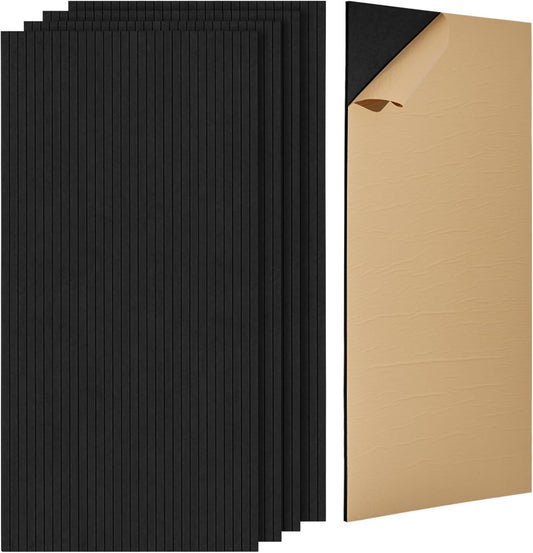 VEVOR 5 Pack Acoustic Panels with Self Adhesive, 47.2 x 23.6 x 0.4 inch Sound Proof Foam Panels, Polyester Fiber Soundproof Wall Panels High Density, for Home, Studio, Office, Theater, Black