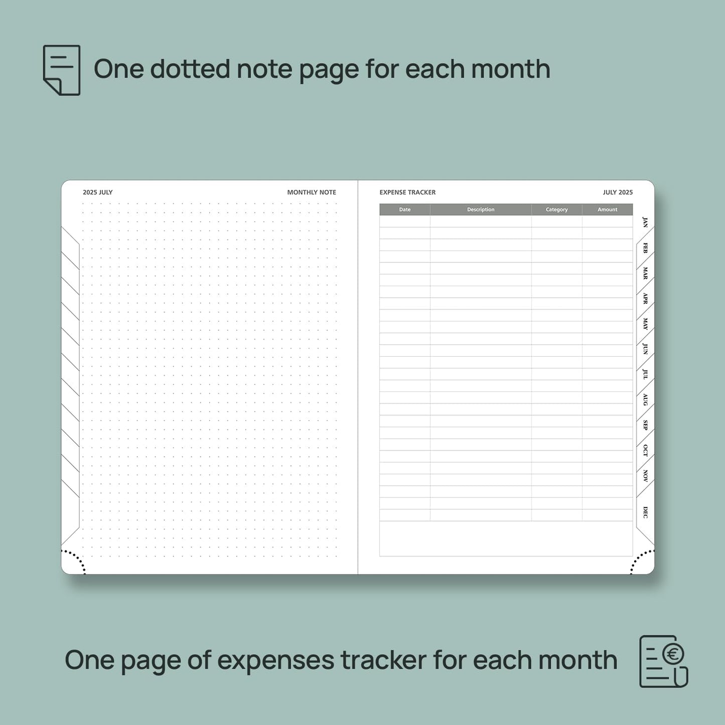 POPRUN Monthly Planner 2025-2026 (Medium- 6.5'' x 8.5'' Soft Cover), 18-Month Calendar Book (Jul.2025-Dec.2026), Calendar Planner with Monthly Tabs & Pocket, 100 GSM Paper - Brown