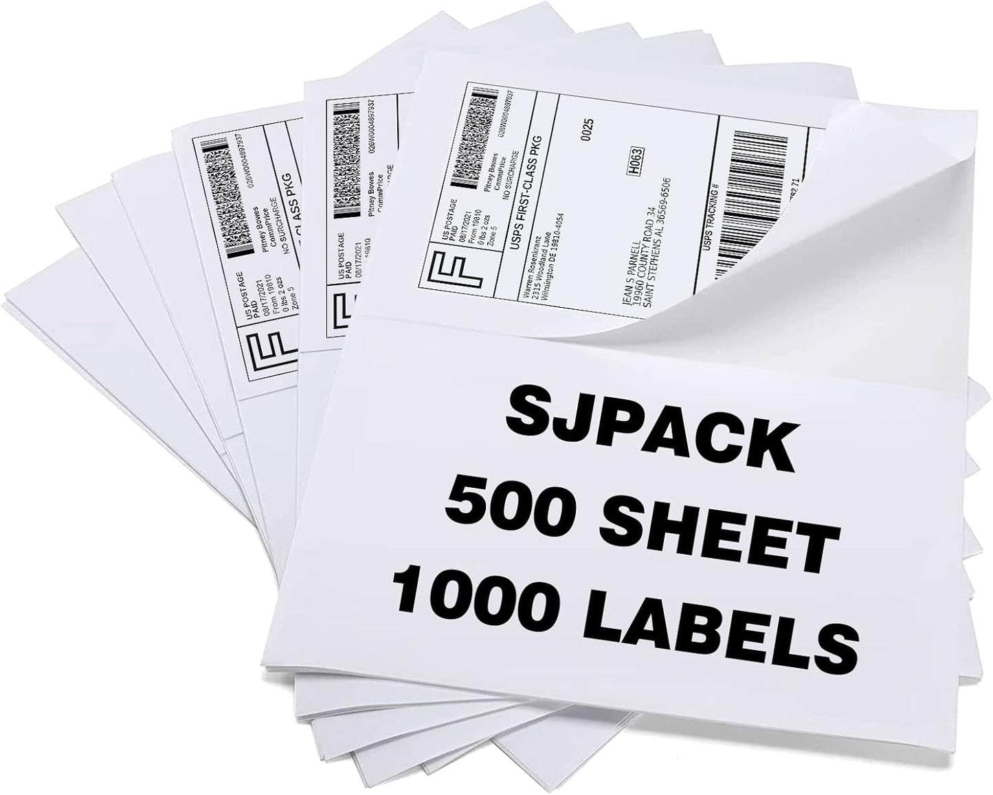 1000 Half Sheet Self Adhesive Shipping Labels, 8.5" x 5.5" Address Labels for Laser & Inkjet Printers(1000 labels-500 Sheet)