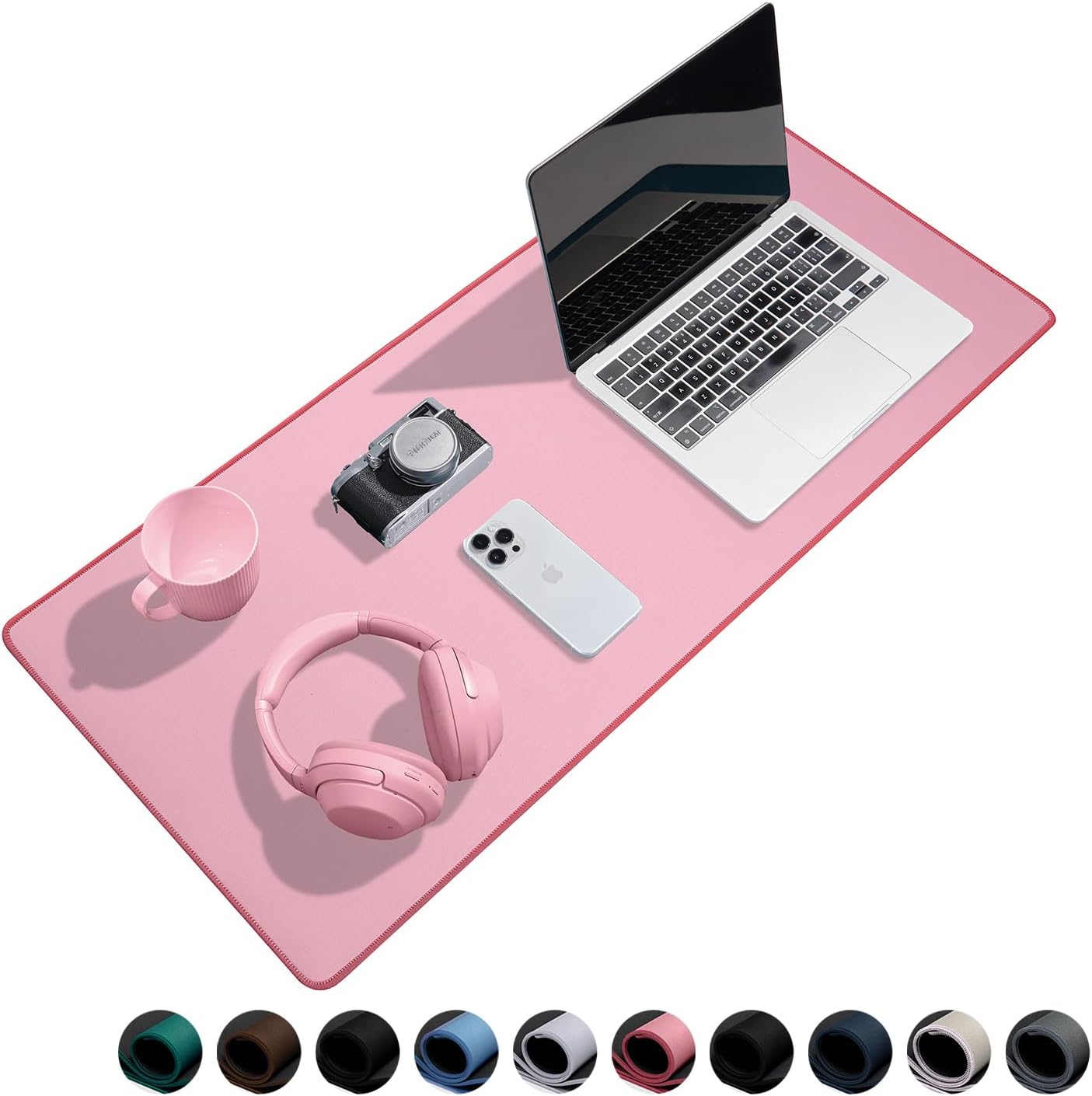 Waterproof Large Gaming Mouse Pad with Durable Stitched Edges, Non-Slip Rubber Base, Smooth Surface Mouse Mat Desk Pad for Home Office Gaming, 27.5"*11.8"*0.12", Dusty Rose
