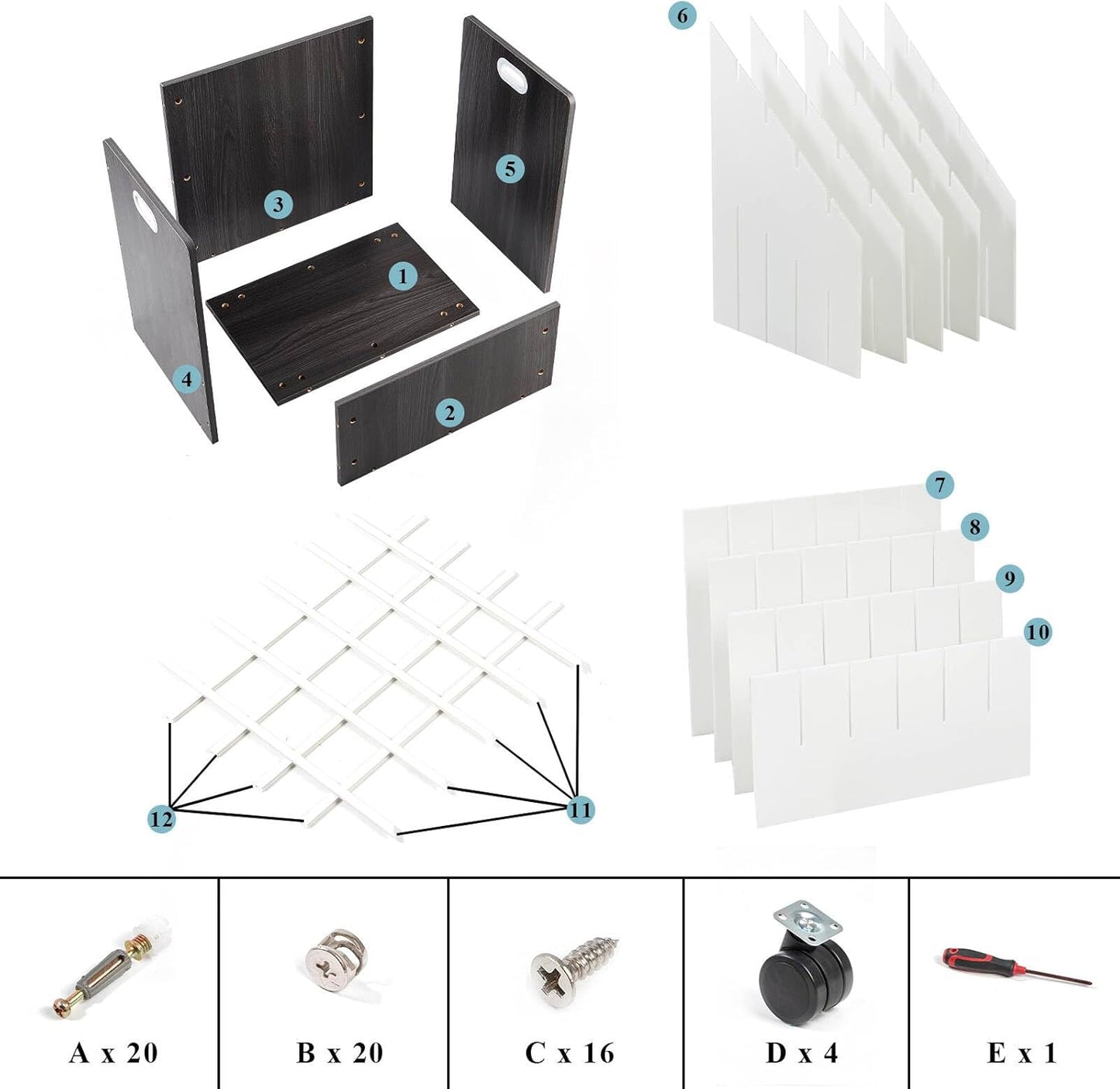 Blueprint Storage Cabinet, Wooden Mobile Blueprint Holder for Roll File, Construction Plan Holder for Office, 30 Slots