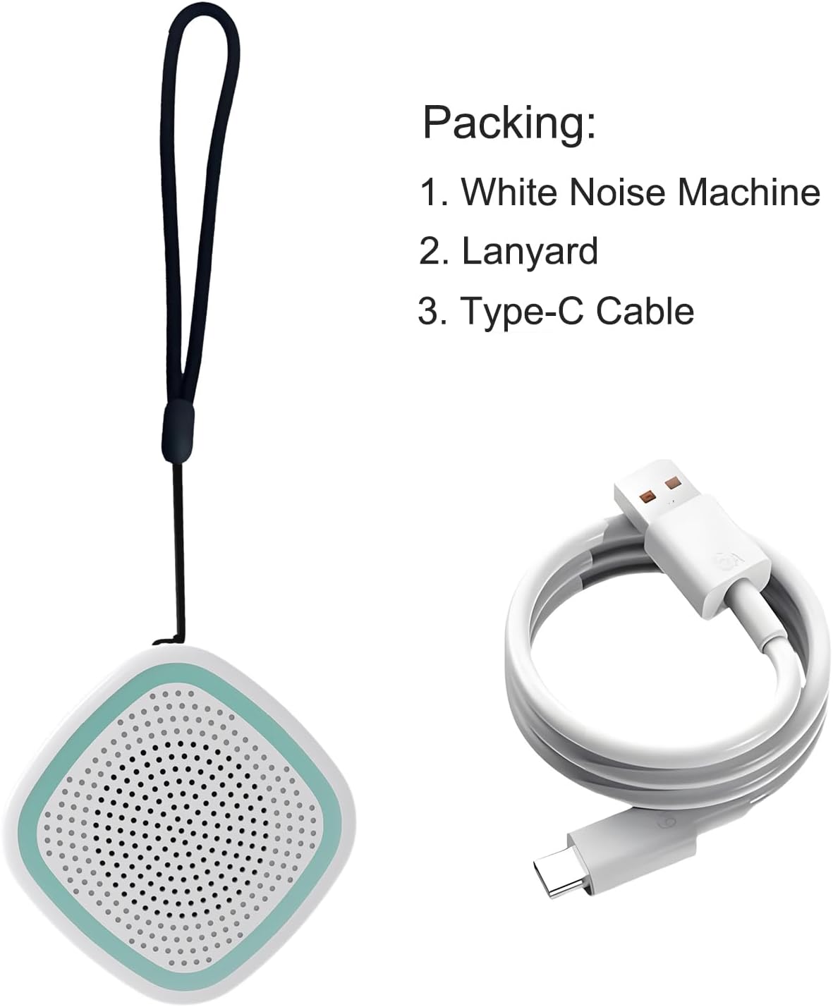 White Noise Machine,Wireless Connect Sound Machine with 36 Soothing Sounds, Sleep Machine for Adults Baby Kids，Memory Function,3 Timers,15 Volume Levels for Home, Office, Travel. (White-Green, Samll)