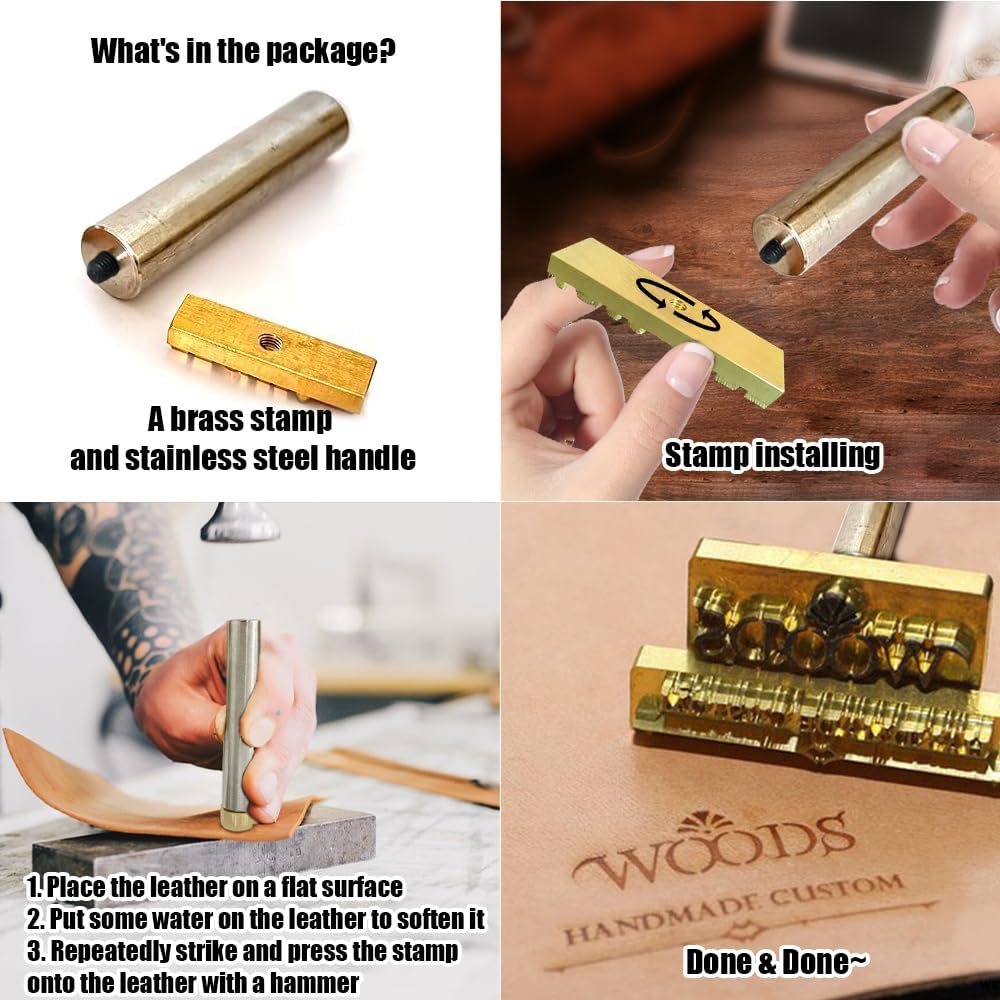 Custom Leather Stamp Personalized Embossing with Text Image Logo Crafting Tool Gift for Leather Craftsman