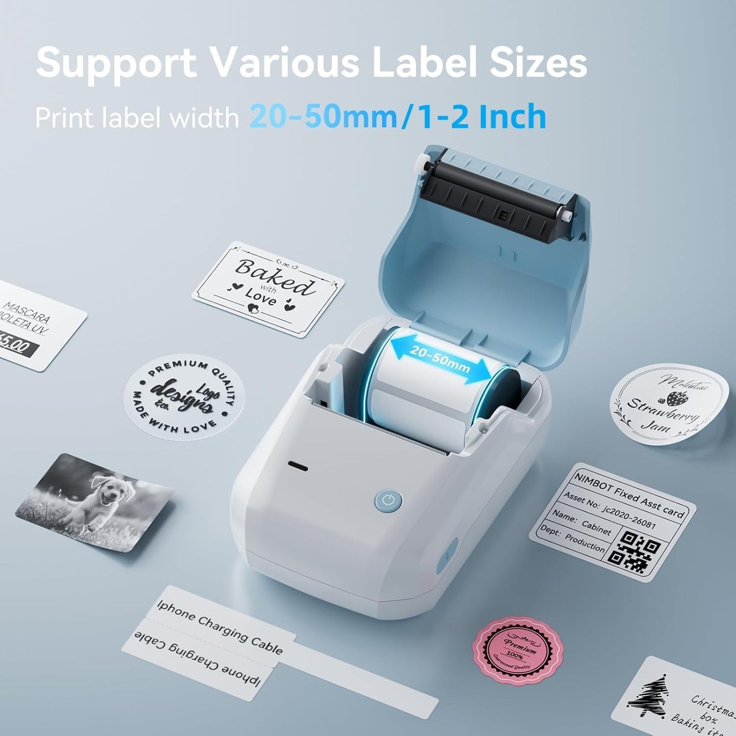 NIIMBOT B1 Label Maker with Tapes,2 Inch Portable Thermal Label Printer for Home Office School Small Business, Address, Clothing, Crafts, Retail,Support Smartphones & PC,Sky Blue