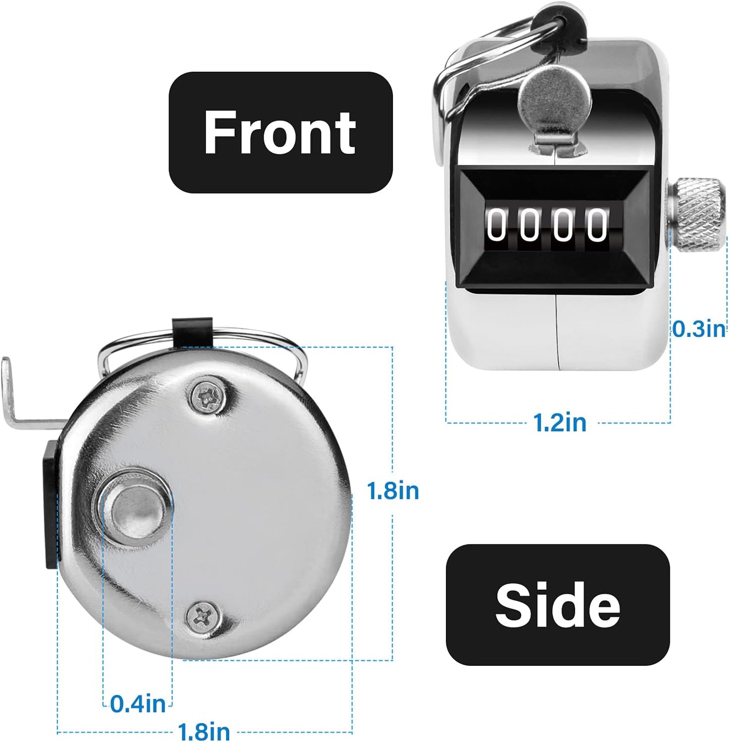 Tally Counter, 4-Digit Clicker Counter, Metal Hand Tally Counters Clicker Pitch Counter for Counting, Knitting, Coaching, Golf, Lap, Fishing