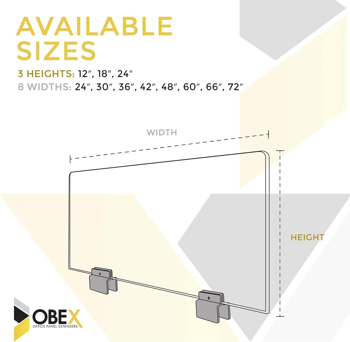 OBEX Acoustical Cubicle Privacy Screen Extender Desk Panel & Office Divider, Add Separation & Block Noise, 12" x 42", Twilight