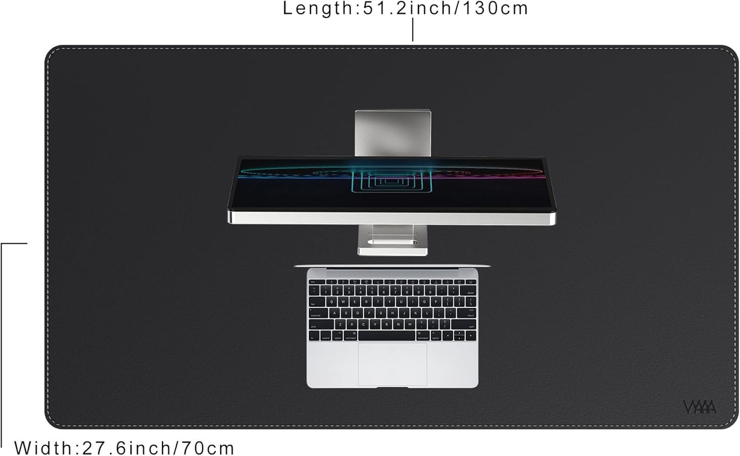 VYAAA Leather Desk Mat, 51"×27.5" Large Mouse Pad, Desktop Protector for Desk, Multifunctional Keyboard Mouse Pad for Home or Office (Black)