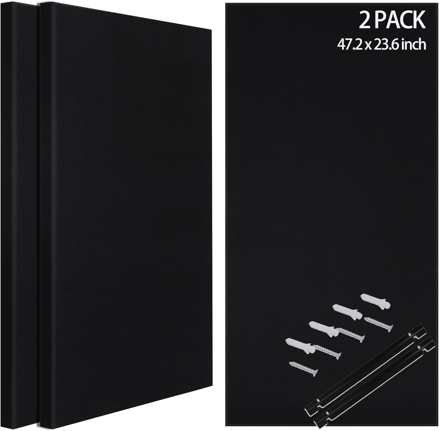 BUBOS 2 PCS Fabric Acoustic Panels,47.2''x23.6'' Decorative Sound Dampening Panels, Art Large Acoustic Wall Panels for Studios, Office, Home Theater,Super CavityPro Balck