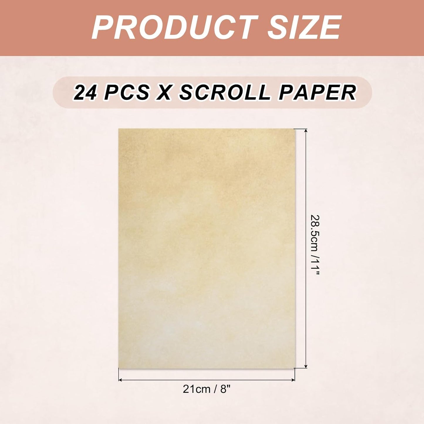 MECCANIXITY 24 Sheets Vintage Cotton Paper Printer Edge Paper Thick 120 GSM, Classic for Letter Writing, Invitations, Wedding-8 x 11 Inch,Golden Yellow