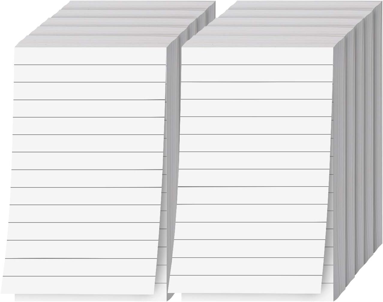Memo Pads, White, With Black Lines – Lined Paper Notepads, Scratch Pad, Writing Pad for Planning, To-Do Lists, Appointments, Reminders, Home, Office – 50 Sheets Per Pad, 10 Pads per Pack – 3" x 5"