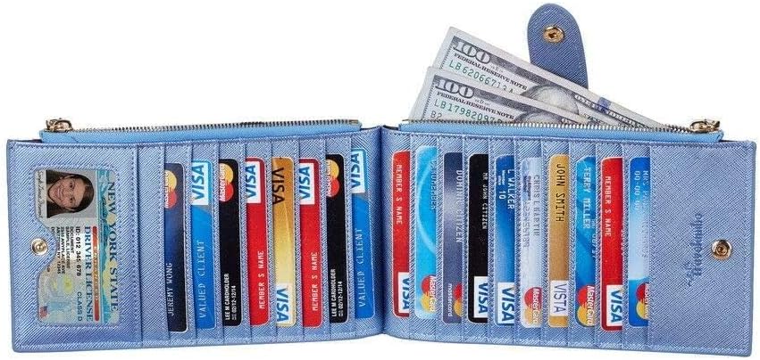 Travelambo RFID Wallet Women Large Size Bifold Multi Card Wallet Case with Zipper Pocke Credit Card Holder for Women