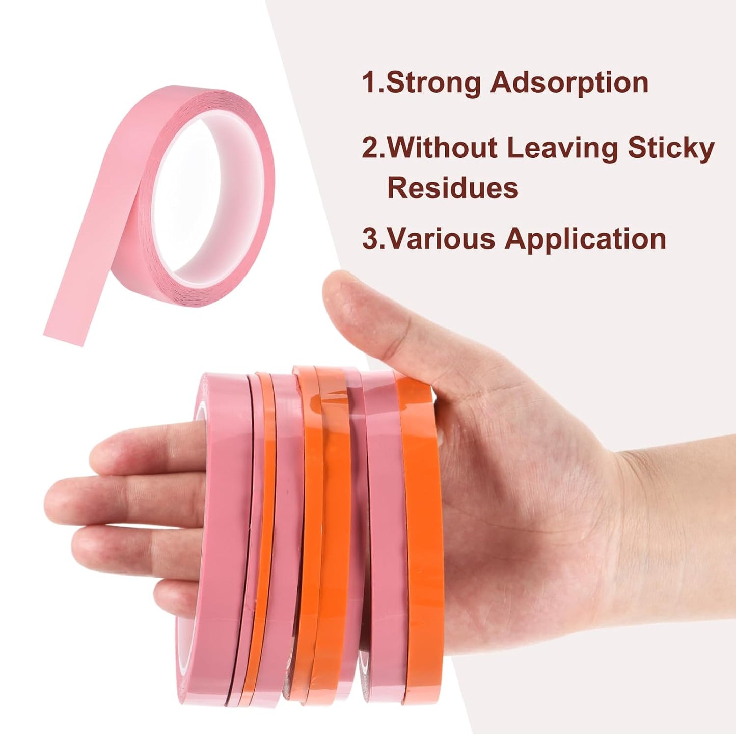 MECCANIXITY 6 Rolls Whiteboard Tape Graphic Chart Tape 25mm 54.7 Yard Art Tape Thin Self-Adhesive Pinstripe Tape Masking Tape for Gift Wrapping Craft Supplies, Pink