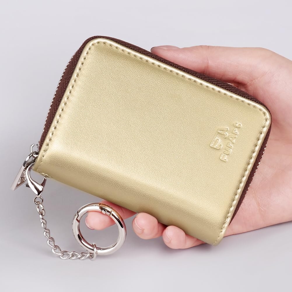 FurArt Zipper Wallet Women, RFID Blocking Credit Card Wallet, Business Card Holder, Compact Size KeyChain Wallet