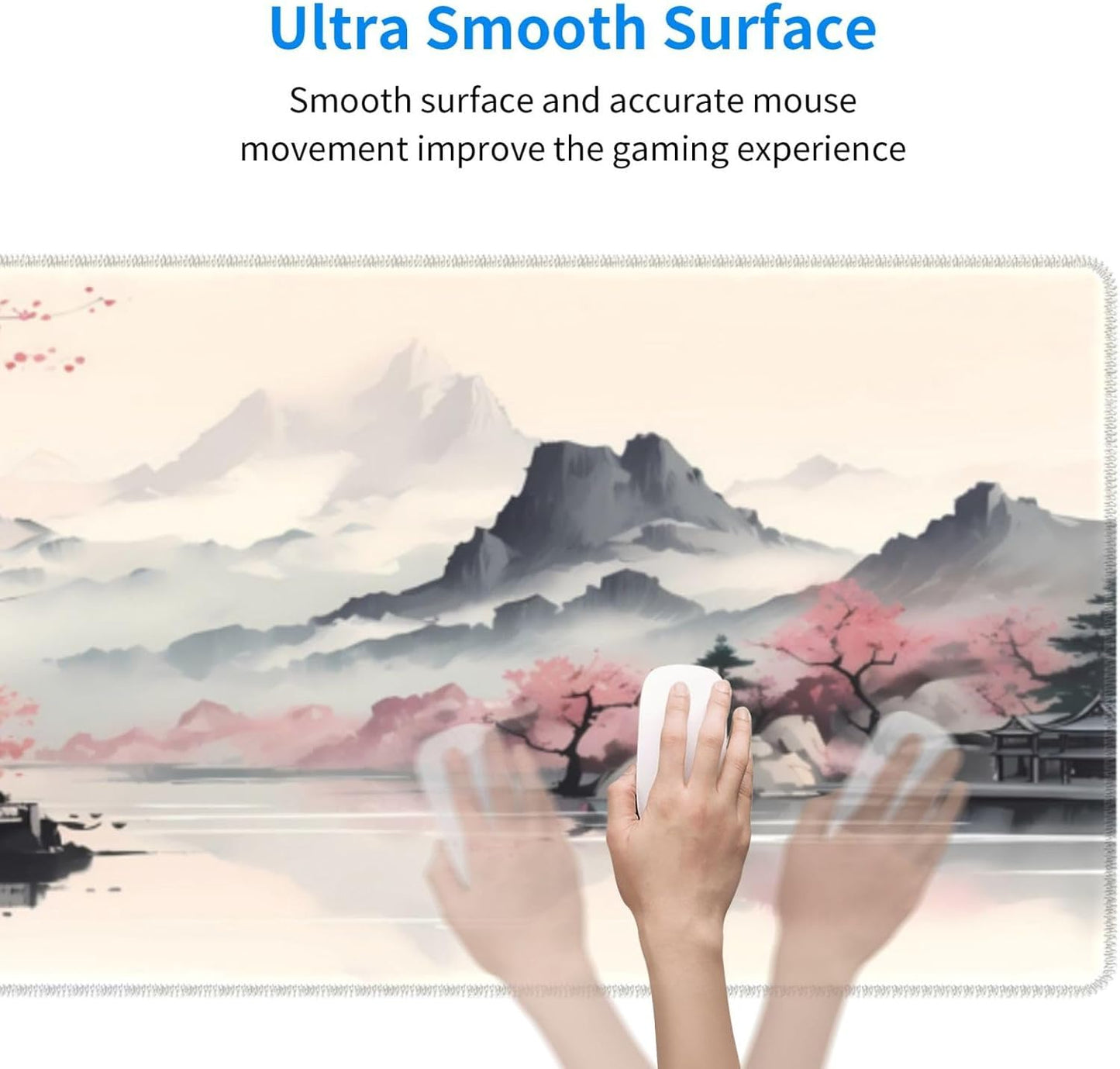 Gaming Mouse Pad Desk Pad,Extended Big Mouse Pad,31.5x11.8 Inch Long Computer Keyboard Mouse Mat Mousepad with 3mm Non-Slip Base and Stitched Edge for Gaming and Office