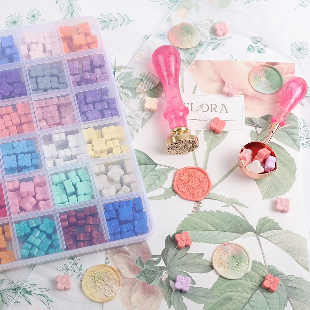 24 Colors Hydrangea Wax Seal Beads,Flower Sealing Wax Beads for Wax Seal Stamp, DIY Wax Seals,Decoration Envelopes Invitation Letters Gift Package (24 Color Flower Beads)