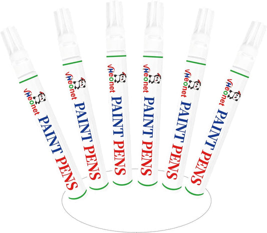 White Paint Pens marking pens Permanent Markers - 6 Pack Oil Based Waterproof Markers for Tire, Rubber,Wood, Rocks, Metal, Canvas,Plastic, Dark Surface,Craft office Supplies,Medium Point