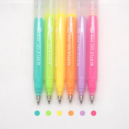 Acrylic Gel Pens for Coloring Books, Quick Dry 6 Pcs 1.0mm Fine Point Gel Marker Pen for Drawing, Journaling Art, School Supplies, Dopamine