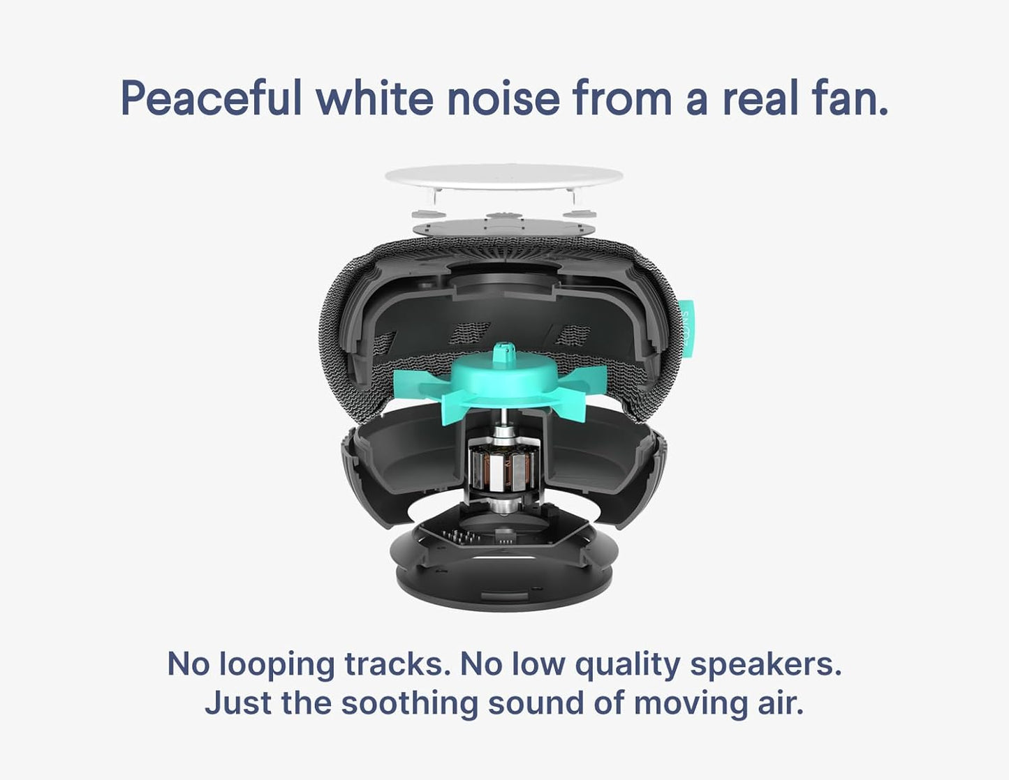 SNOOZ Smart White Noise Sound Machine - Real Fan Inside for Non-Looping White Noise, Sleep Aid for Adults, Travel, Sleeping, Bedroom, Portable, Baby Registry Essential - Cloud