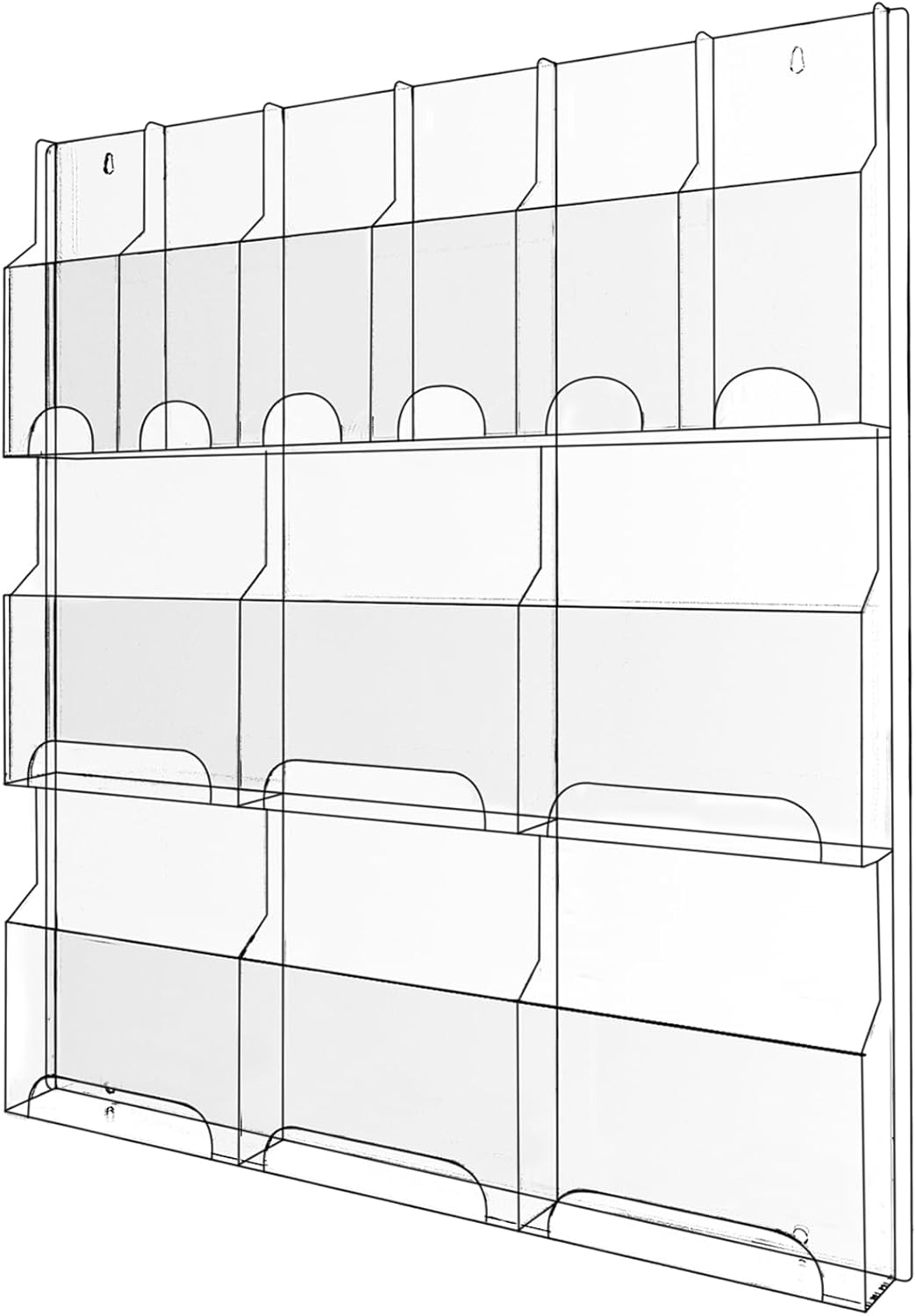 Acrylic Brochure Pamphlet Holder, 6 Magazine Holders and 6 Pamphlet Holders, Clear Brochure Display Stand Wall Mount, Trifold Flyer Rack, Literature Storage Rack for Home, Offices, Waiting Room