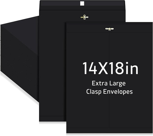 40 Pcs Extra Large Mailing Clasp Envelopes 14 x 18 Inch Jumbo Kraft Catalog Manila Envelope with Clasp Closure for Oversized Big Document Office Home Business School Storing Mailing(Black)