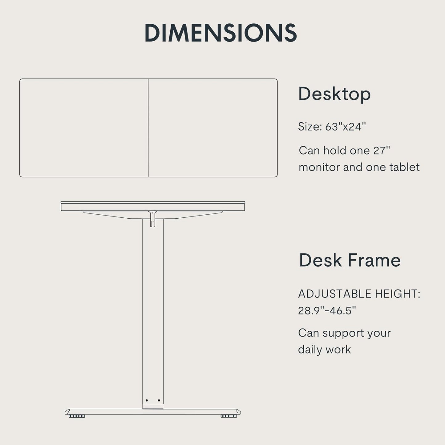 FLEXISPOT Standing Desk 63 x 24 Inch Adjustable Height Desk Home Office Computer Workstation Sit Stand Desk, White Top + White Frame
