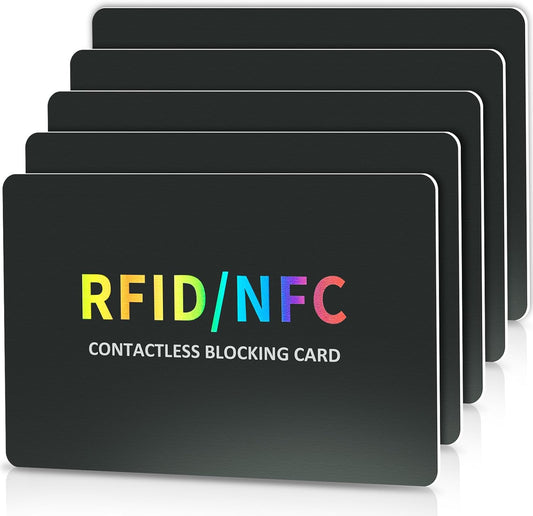 5pack RFID Blocking Cards,Contactless NFC Debit Credit Card Protector,One Card Protects Entire Wallet, Men & Women ID ATM Guard Card Blocker