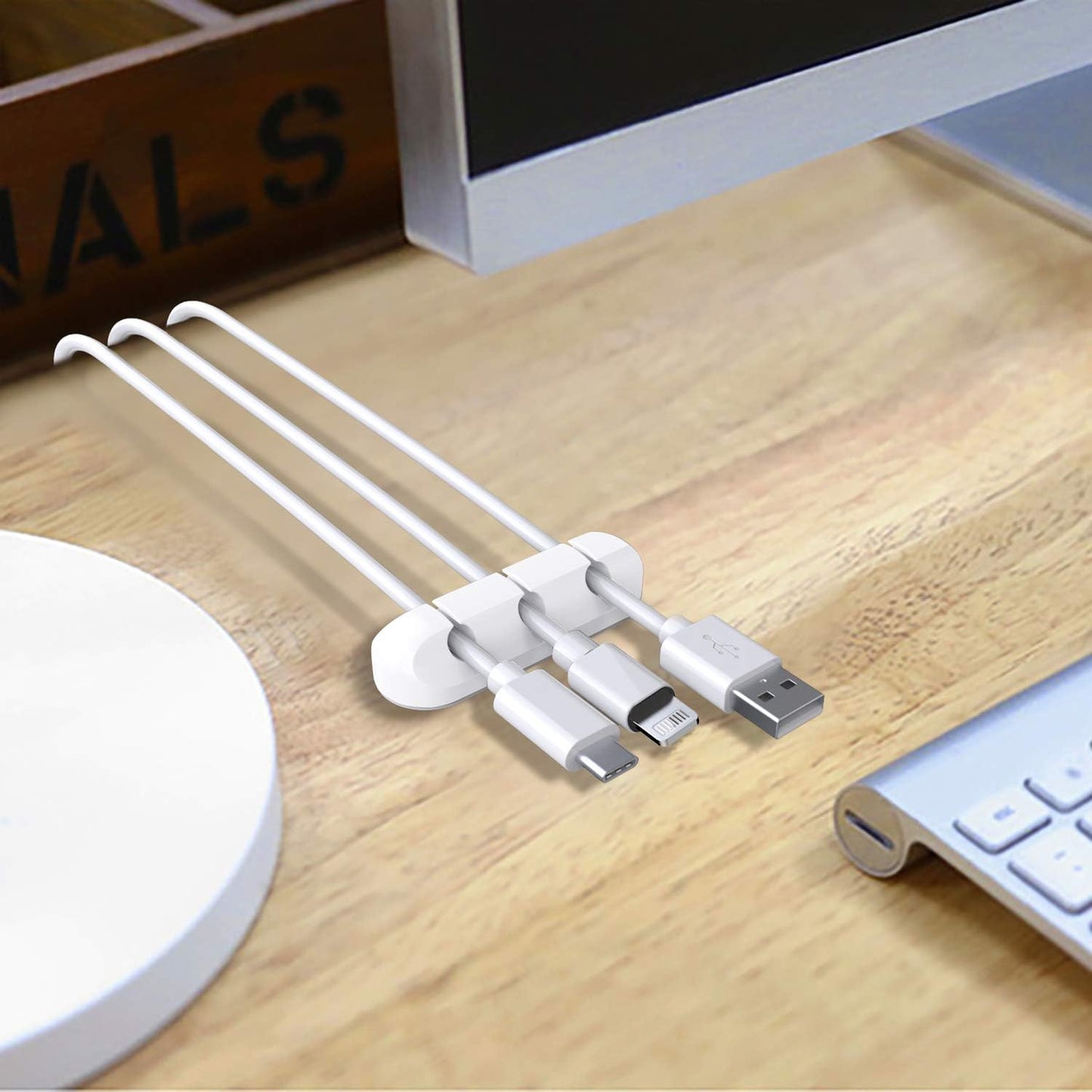 SOULWIT Cable Holder Clips, 3-Pack Cable Management Cord Organizer Clips Self Adhesive for Desktop USB Charging Cable Nightstand Power Cord Mouse Cable Wire PC Office Home