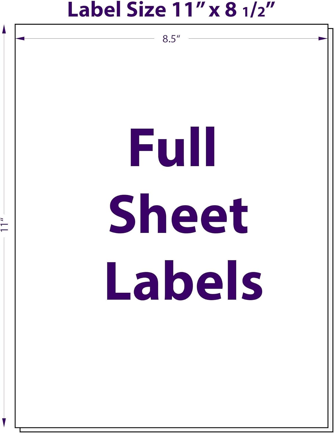 8.5" x 11", 25 Sheets, 25 Printable White Sticker Paper, Full Sheet Shipping Labels for Laser & Inkjet Printers, Letter Size