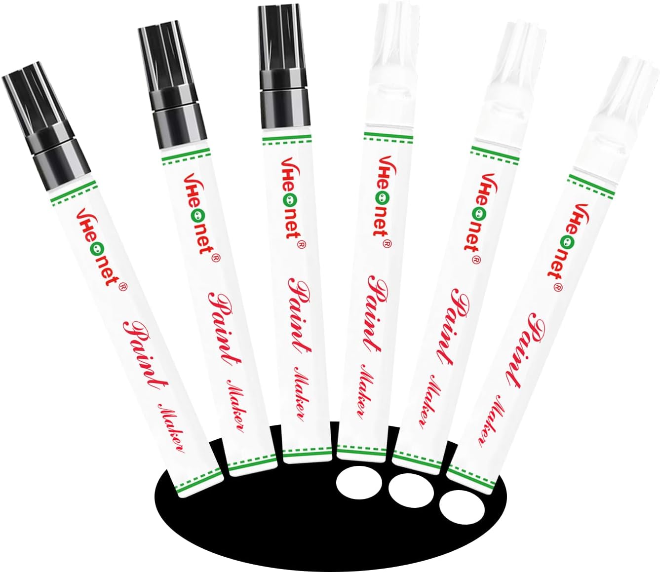Paint Pens, Paint Markers - 6 Pack White and Black Oil Based Waterproof Permanent Markers for Tire, Rubber,Wood, Rocks, Metal, Canvas,Plastic, Dark Surface,Craft office Supplies,Medium Point