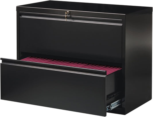 WorkPro® 36"W x 18-5/8"D Lateral 2-Drawer File Cabinet, Black