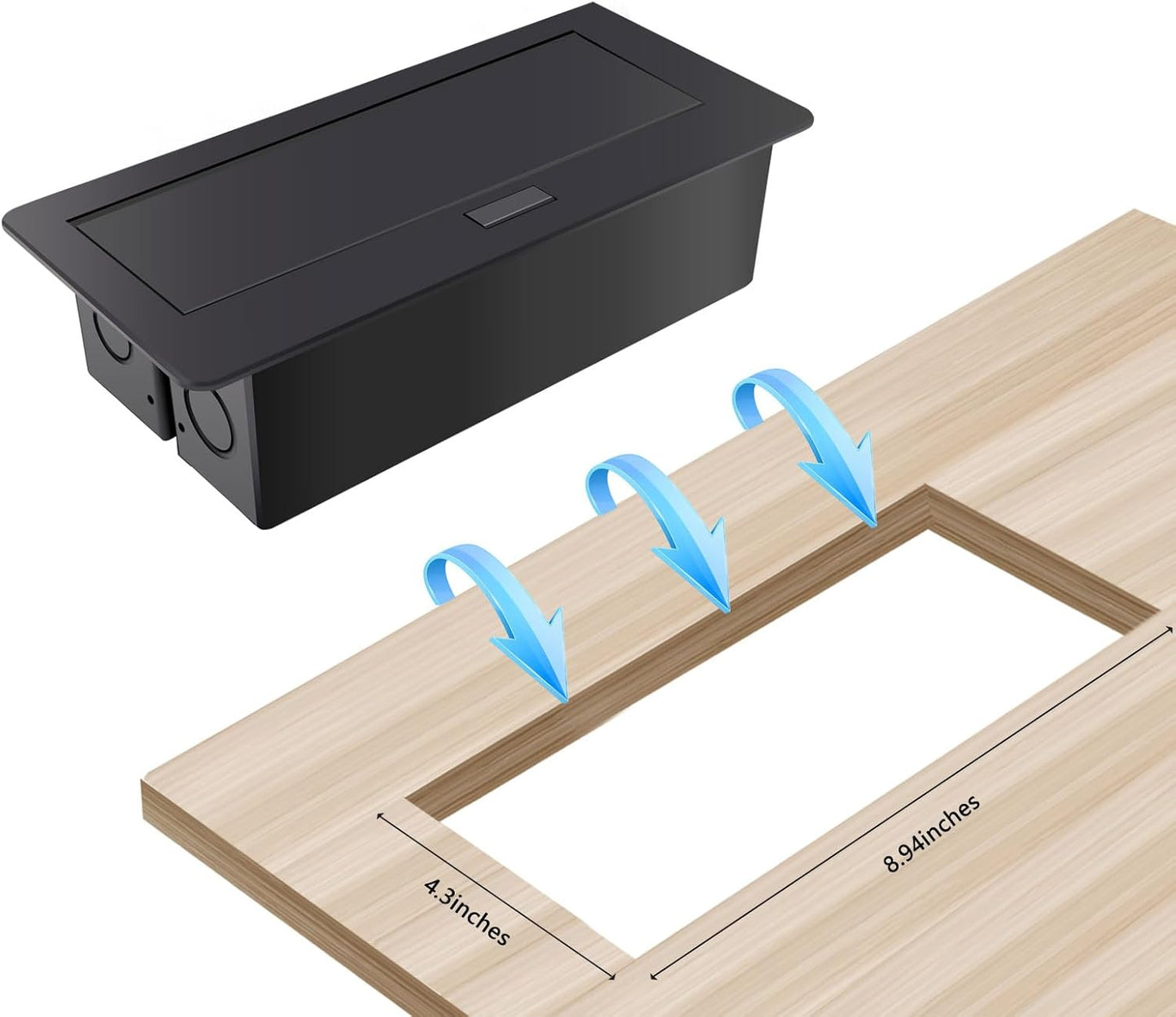 Pop Up Outlet;Pop up Power Strip; Embedded countertop;6.5 Feet 16AWG UL Cable 4 AC Outlets Max Power 1875w USB C PD 20W Fast Charging Used for Home Office Conference, etc (Black)