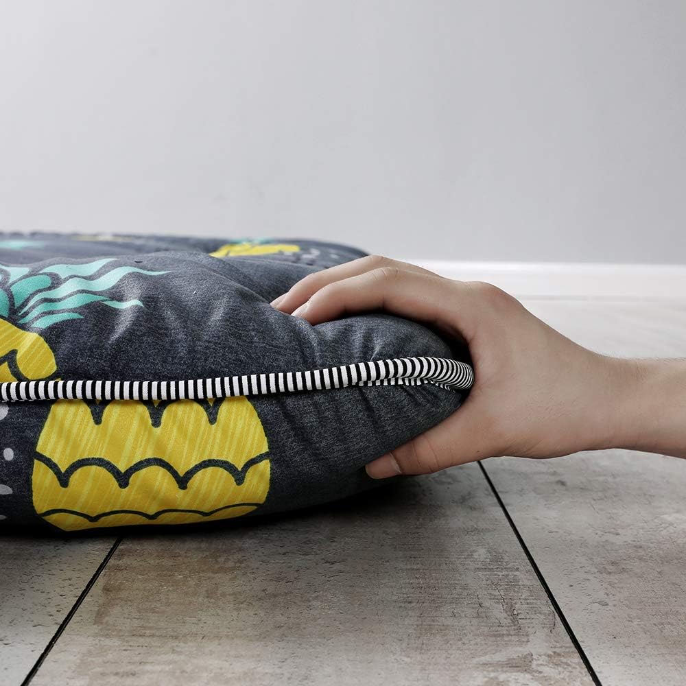 MAXYOYO Grey Pineapple Japanese Floor Futon Mattress, Tatami Floor Mat Portable Camping Mattress Kids Sleeping Pad Foldable Roll Up Floor Lounger Couch Bed Twin Size with Mattress Protector Cover