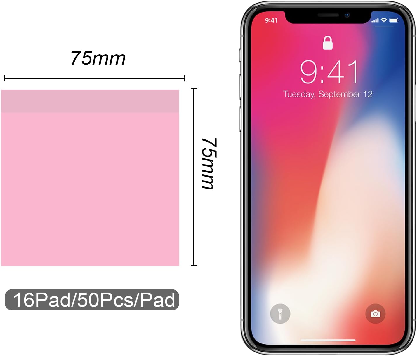 Sticky Notes 16 Pads 3x3 inches, Self-Sticky Note Pads Multi Colors, School Supplies Office Products, Writing Memo for Holiday Shop, Teacher Appreciation Xmas Gift and Daily Life Organization