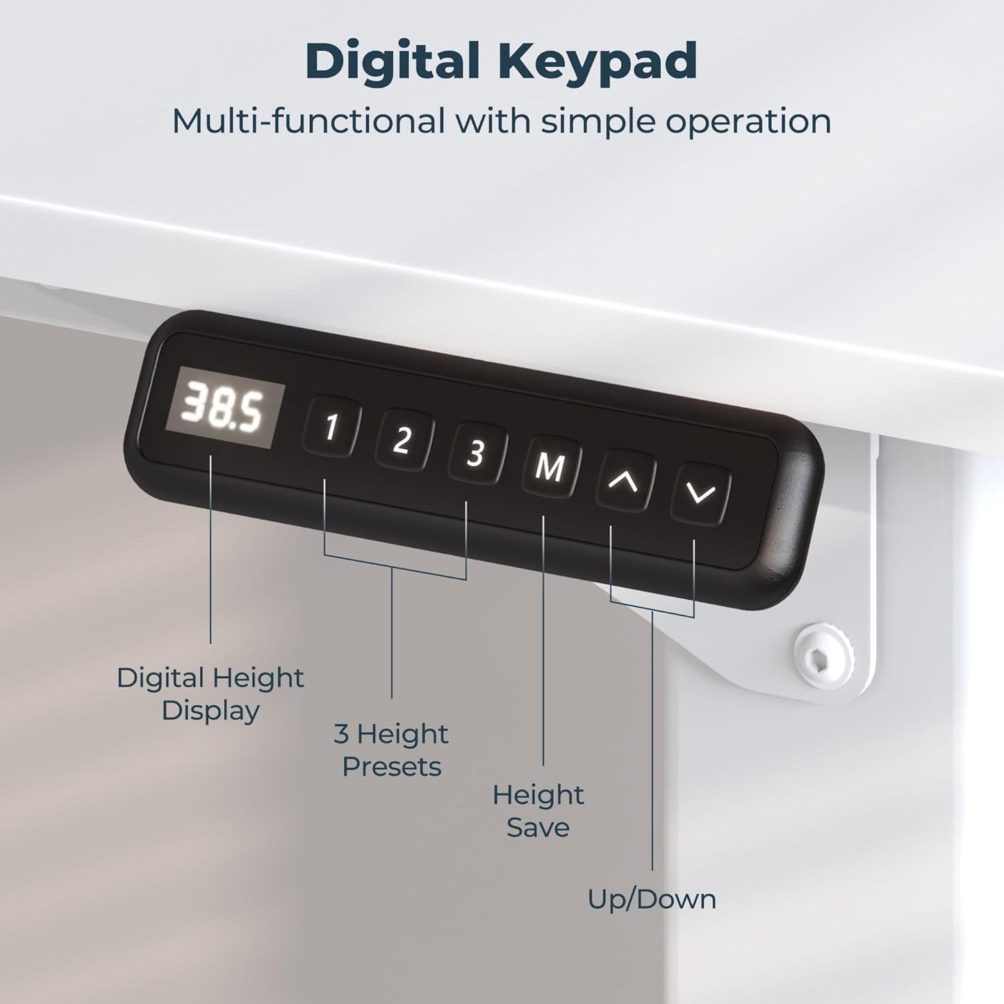 4 Legs Standing Desk, Large 55x28 Inches Electric Adjustable Height Desks with Splice Board, Stand Up Desks Home Office Computer Workstation, White