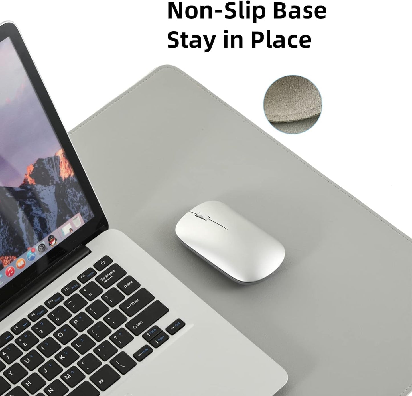 PU Leather Desk Pad Blotter,Light Grey Waterproof Office Desktop Mat,36x17in Non-Slip Large Mouse Pad/Writing Protector/Desk Accessories