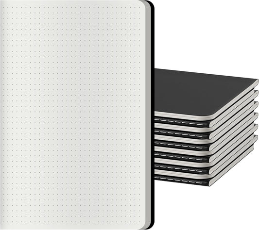 Dot Grid Notebook A5-60 Pages Thick Paper No Bleed, Black Cover Bullet Journal & Sketchbook, Lay Flat Binding for Smooth Writing | Dotted Notebook for Notes, Planning, Drawing, 12 Pack