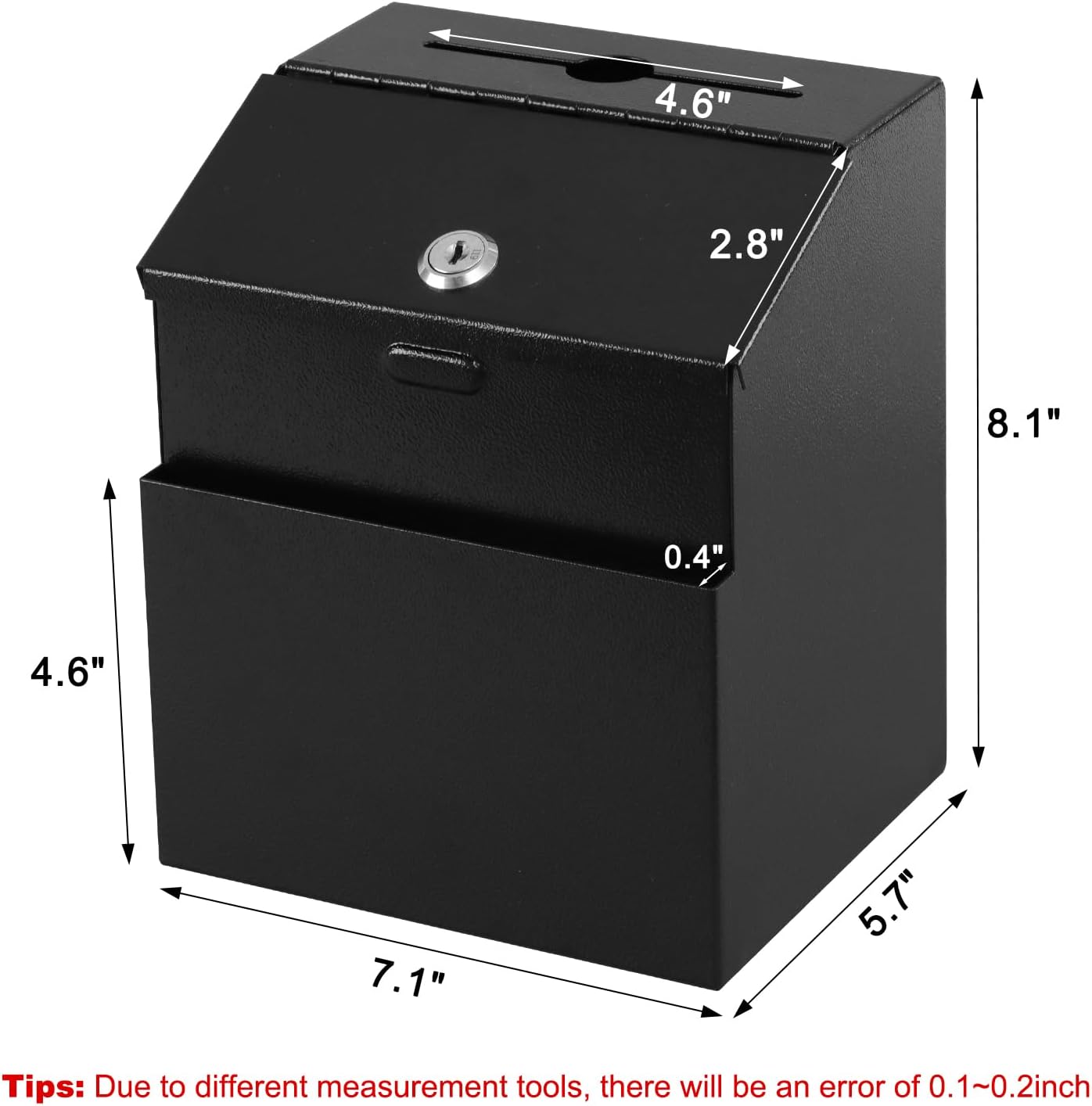xydled Suggestion Box with Lock Wall Mountable Metal Donation/Ballot/Voting/Collection/Key Drop Box with 50 Free Suggestion Cards 7.1"x 5.7"x 8.1" Black