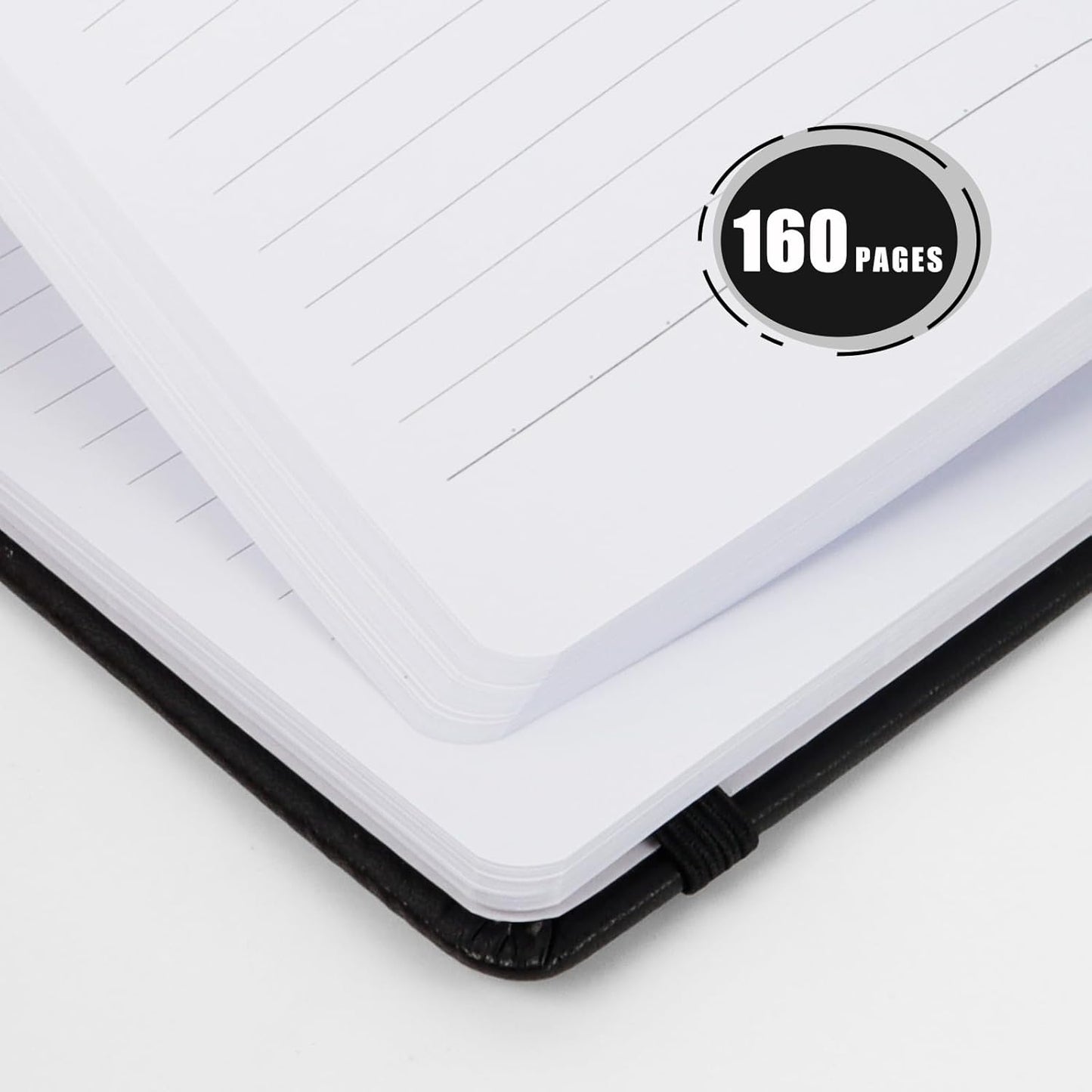 Lined Journal Notebooks, 160 Pages Notebook for Working, 5.7 x 8 inches, 100 GSM Paper, Pastel Colors Hardcover Journals (Black - 6 Pack)