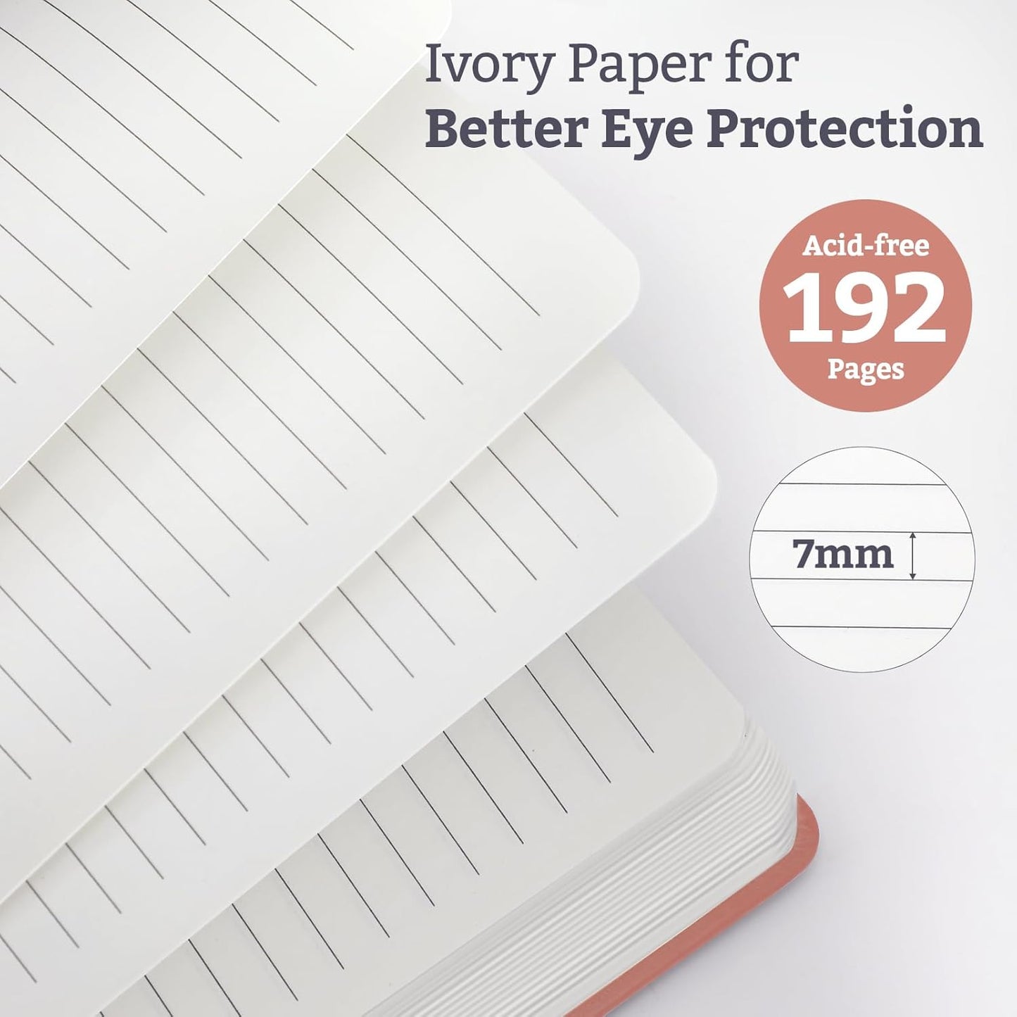 Hardcover Lined Bullet Dotted Journal Notebook, A5 140 192 Pages 100 120Gsm Paper College ruled for School,Work,Travel,and Daily Planning，5.7''*8.3'' (2, Blush, A5 Lined)