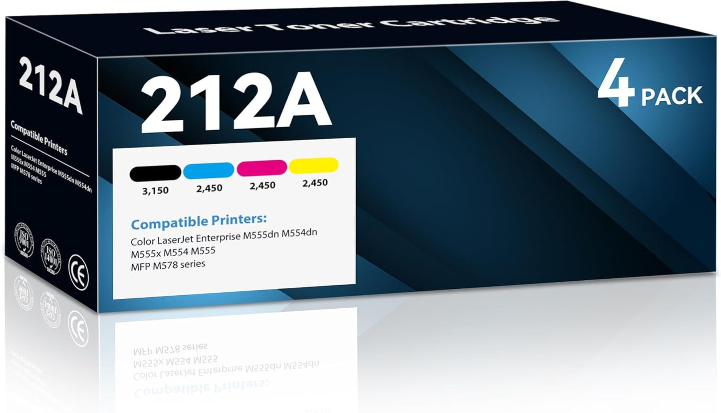 212A Toner Cartridges High Yield MFP M479fdw Compatible W2120A with Color Enterprise M555dn M554dn M555x Printer (B/C/Y/M)