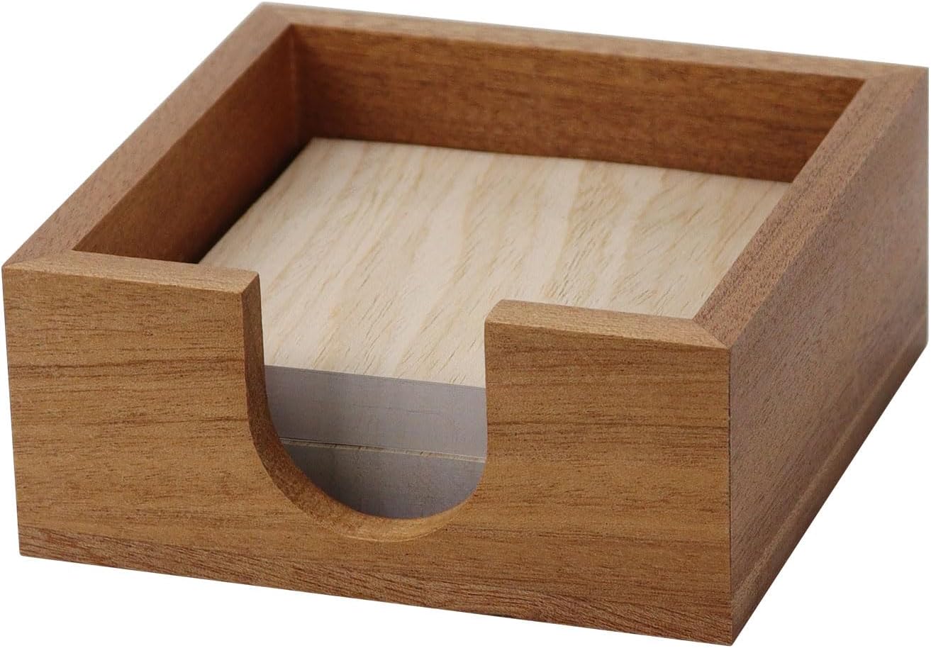 MultiBey Sapele Wooden Sticky Note Holder, Self -Sticky Note Pad Holder, Thicked Wood Post it Note Dispenser Memo Pad Holder, Desktop Accessories Organizer for Office School Home