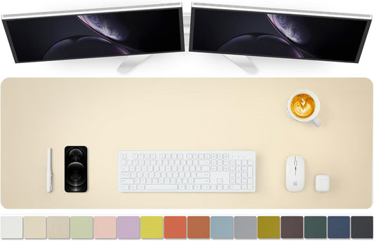 Large Desk Mat - 47.2"x 17" Non-Slip PU Desk Pad for Office and Home - Ideal for Large Mouse Pad and Desk Mats on Top of Desks(Beige)