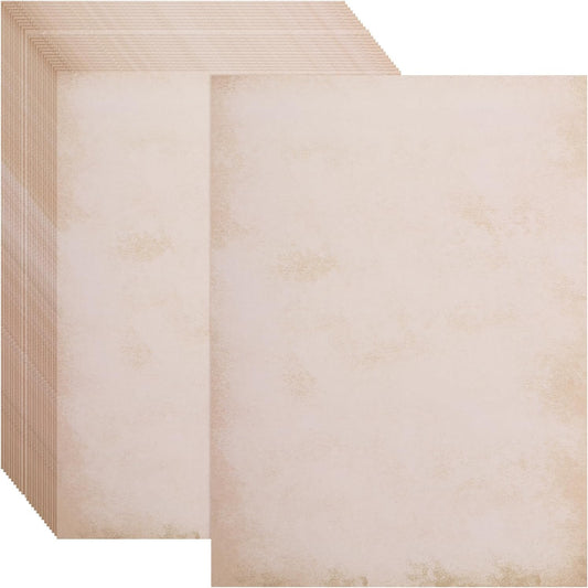 MECCANIXITY 24 Sheets Vintage Cotton Paper Printer Edge Paper Thick 120 GSM, Classic for Letter Writing, Invitations, Wedding-8 x 11 Inch,Pink Red