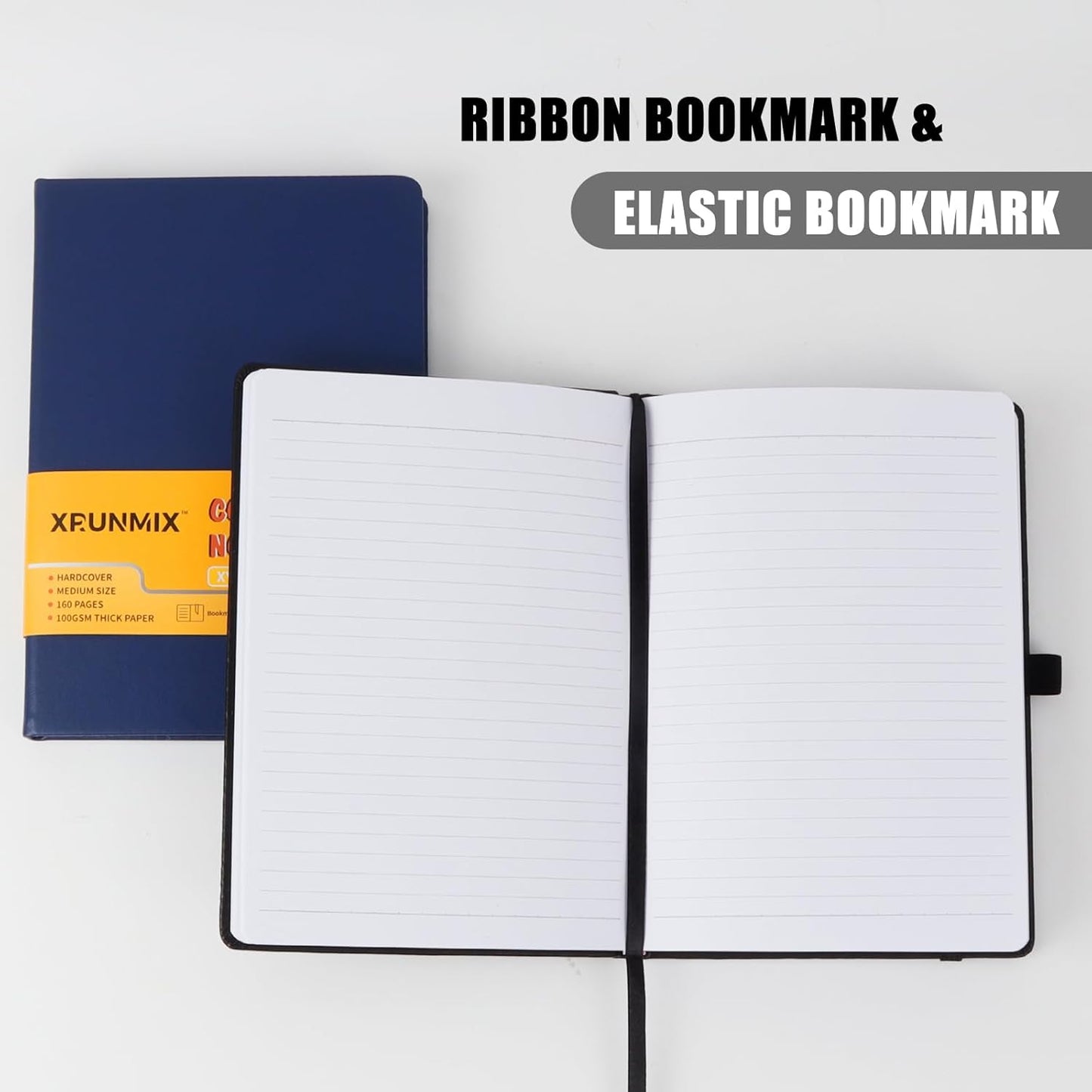 Lined Journal Notebooks, 160 Pages Notebook for Working, 5.7 x 8 inches, 100 GSM Paper, Pastel Colors Hardcover Journals (Black - 6 Pack)