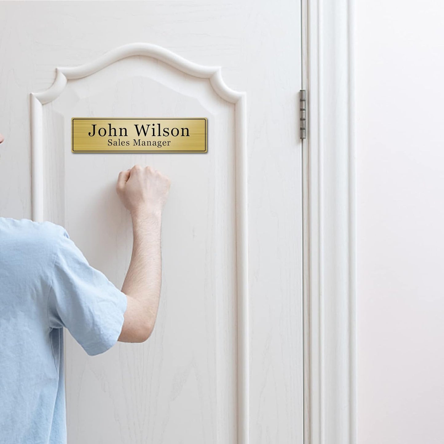 Custom Office Engraved Name Plate, Personalized Elegant Name Plates for Door or Wall Sign, Door Name Plate with Adhesive, Laser Engraving, 10 Colors Available (2.5" x 8")